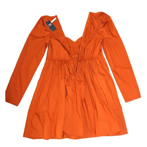 ABERCROMBIE & FITCH *Deadstock* Long-Sleeve Poplin Babydoll Dress in Paprika (M) - Picture 11 of 12